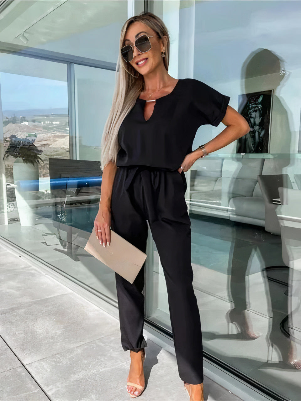 Jumpsuit für Damen mit elegantem Wickelgürtel