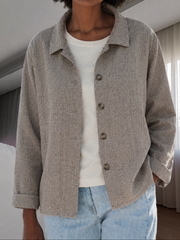 Britta | Damen Übergangsjacke mit Kragen Knopfleiste – Aprikose