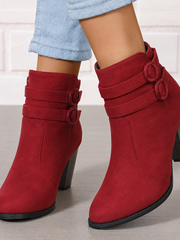 Gerda | Damen Stiefelette mit Schleife und Blockabsatz – Rot