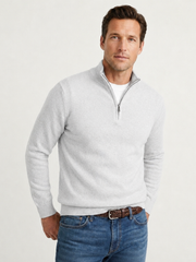 Fabian | Herren Quarter-Zip Pullover Stehkragen – Weiß