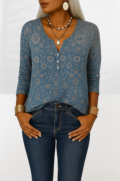 ALINA™ | Boho-Bluse mit floralen Mustern und langen Ärmeln