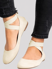 Saskia | Damen Riemchen Ballerinas – Weiß