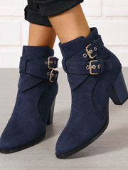 Gerda | Damen Stiefelette mit Schleife und Blockabsatz – Blau