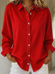 Sophie- Elegante Damenbluse mit Knopfleiste – Rot