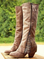 Valentina | Elegante Kniestiefel Mit Blockabsatz Für Damen – Braun