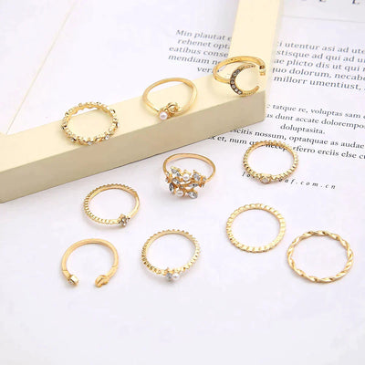 10er-Pack Bohemische Silber- und Goldbeschichtete Ringe
