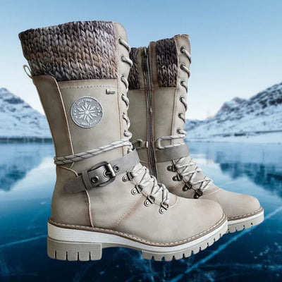 Bequeme und stilvolle damen-winterstiefel aus leder