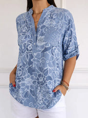 Mila | Elegante Bluse Damen Mit Pocket – Hellblau