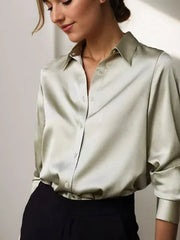 Damen Bluse | Dezenter Glanz & mühelos gepflegter Look – Grün