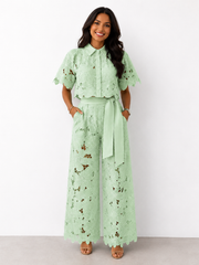 Damen Set Isabela: Elegante Bluse und Hose für besondere Anlässe – Grün