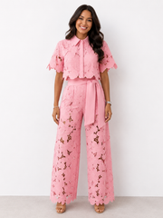 Damen Set Isabela: Elegante Bluse und Hose für besondere Anlässe – Rosa