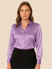 Damenbluse | Klassischer Hemdkragen & eleganter Fall – Lila