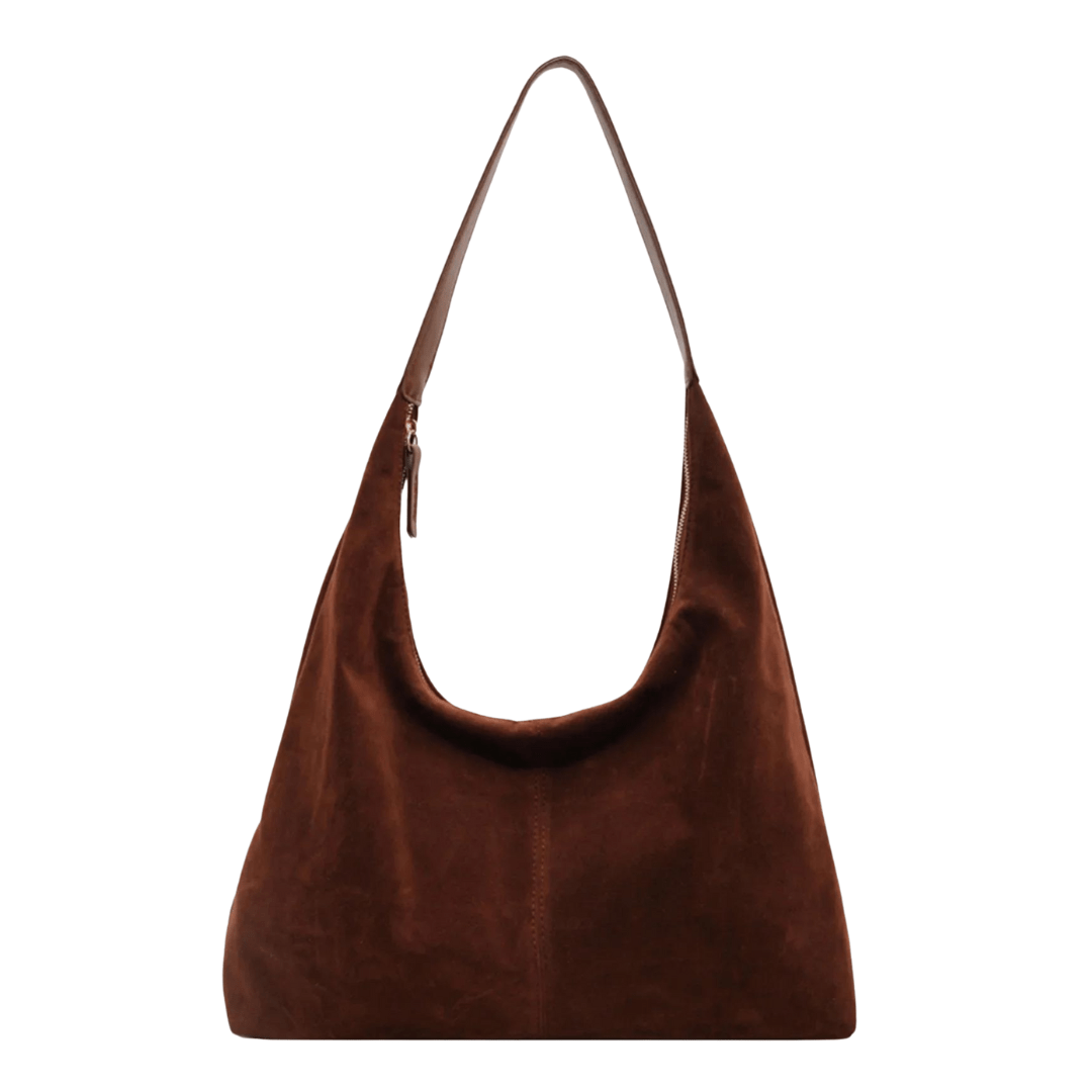 Damenhandtasche aus veganem Wildleder mit Reißverschluss