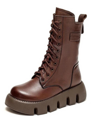 Dicker Plateaukampfstiefel - Marla – Braun