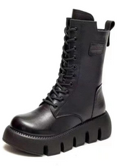 Dicker Plateaukampfstiefel - Marla – Schwarz