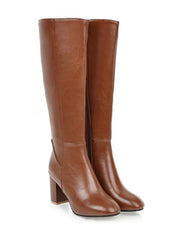 Knielange Damenstiefel mit Absatz - Sienna – Braun