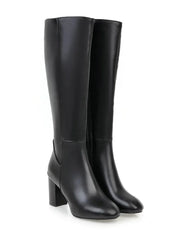 Knielange Damenstiefel mit Absatz - Sienna – Schwarz