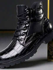 Maik | Stilvoll Geprägte Echtlederstiefel Für Herren – Obsidianschwarz