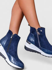 Amelie | Orthopädische Keilstiefel Mit Elegantem Design – Blau