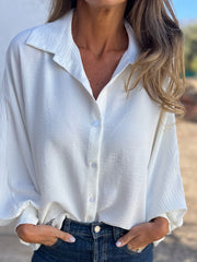 Julia | Edle Oversize Bluse Damen – Weiß