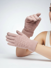 Touchscreen-Handschuhe mit Zopfmuster – Rosa