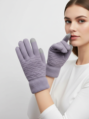 Touchscreen-Handschuhe mit Zopfmuster – Lila