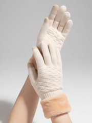 Touchscreen-Handschuhe mit Zopfmuster – Beige
