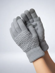 Touchscreen-Handschuhe mit Zopfmuster – Grau