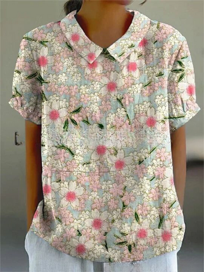 Damen Vintage Bluse mit Blumenmuster – Lässig & Elegant