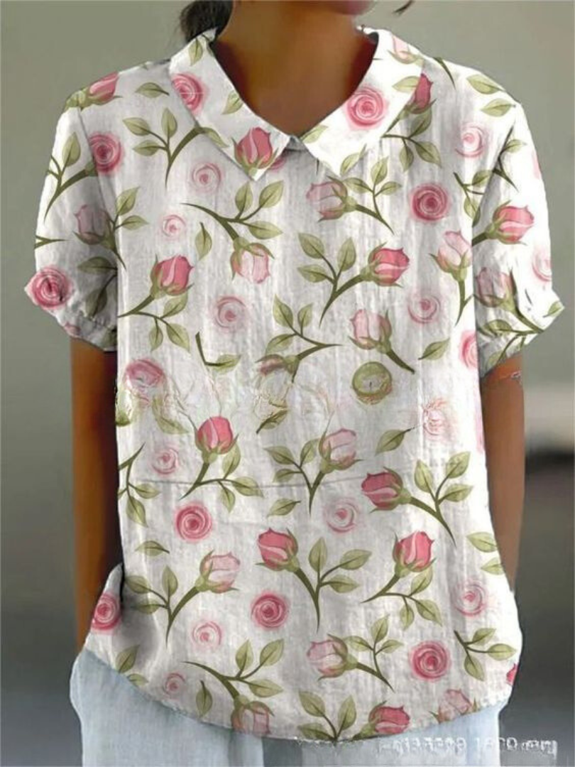 Damen Vintage Bluse mit Blumenmuster – Lässig & Elegant