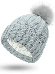 Wolff | Gefütterte Strickmütze für den Winter – Helles Grau