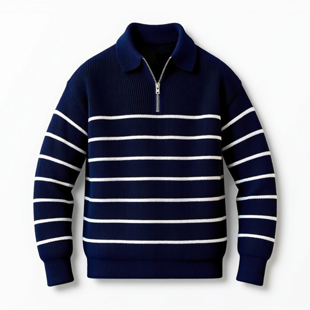 Gestreifter Halbzip-Jumper mit maritimem Charme