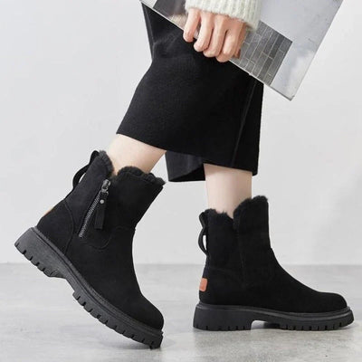 Mit wolle gefütterte reißverschlussstiefel für damen