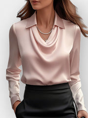 Hemdblusen Damen | Damenbluse | Wasserfallkragen & gepflegte Ausstrahlung – Rosa
