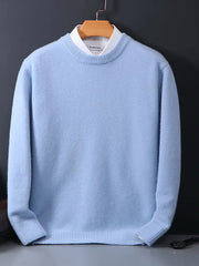Klassischer Rundhals Pullover für Herren – Eleganter Strickpullover für Alltag & Büro – Hellblau