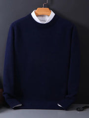 Klassischer Rundhals Pullover für Herren – Eleganter Strickpullover für Alltag & Büro – Marineblau