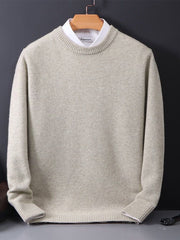 Klassischer Rundhals Pullover für Herren – Eleganter Strickpullover für Alltag & Büro – Off-white
