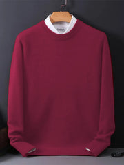 Klassischer Rundhals Pullover für Herren – Eleganter Strickpullover für Alltag & Büro – Rot