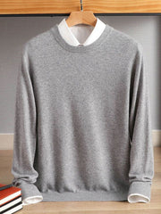 Klassischer Rundhals Pullover für Herren – Eleganter Strickpullover für Alltag & Büro – Grau