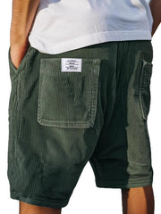 Herrenshorts | Lässig & Casual mit Cord-Textur & Tasche – Dunkelgrün