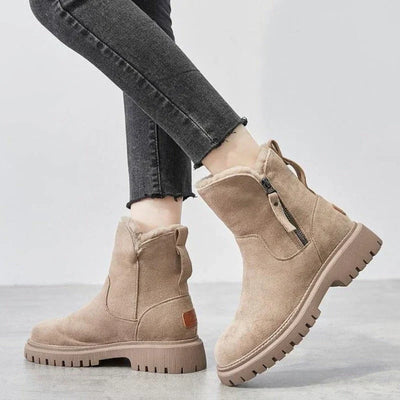 Mit wolle gefütterte reißverschlussstiefel für damen