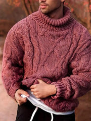 Andreas | Herren Dick gestrickter Rollkragenpullover für den Winter – Rot