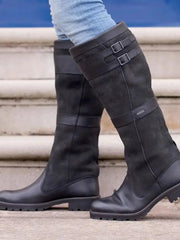 Amalia | Wasserdichte Kniehohe Lederstiefel Für Damen – Schwarz