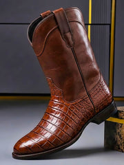 Tim | Bequeme  Vintage Echtlederstiefel Für Herren – Cognacbraun