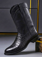 Tim | Bequeme  Vintage Echtlederstiefel Für Herren – Obsidianschwarz