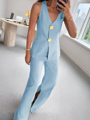 Jumpsuit Damen | Elegant mit Weitem Bein – Hellblau