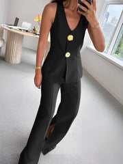 Jumpsuit Damen | Elegant mit Weitem Bein – Schwarz