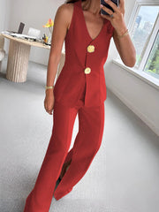 Jumpsuit Damen | Elegant mit Weitem Bein – Rot