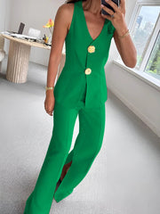 Jumpsuit Damen | Elegant mit Weitem Bein – Grün
