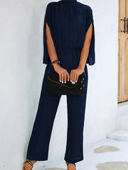 Jumpsuit Damen | Fließend & Mit Cape-Ärmeln – Dunkelblau